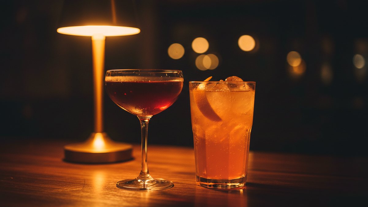 An Aperol Spritz, a mojito and a margarita on the bar